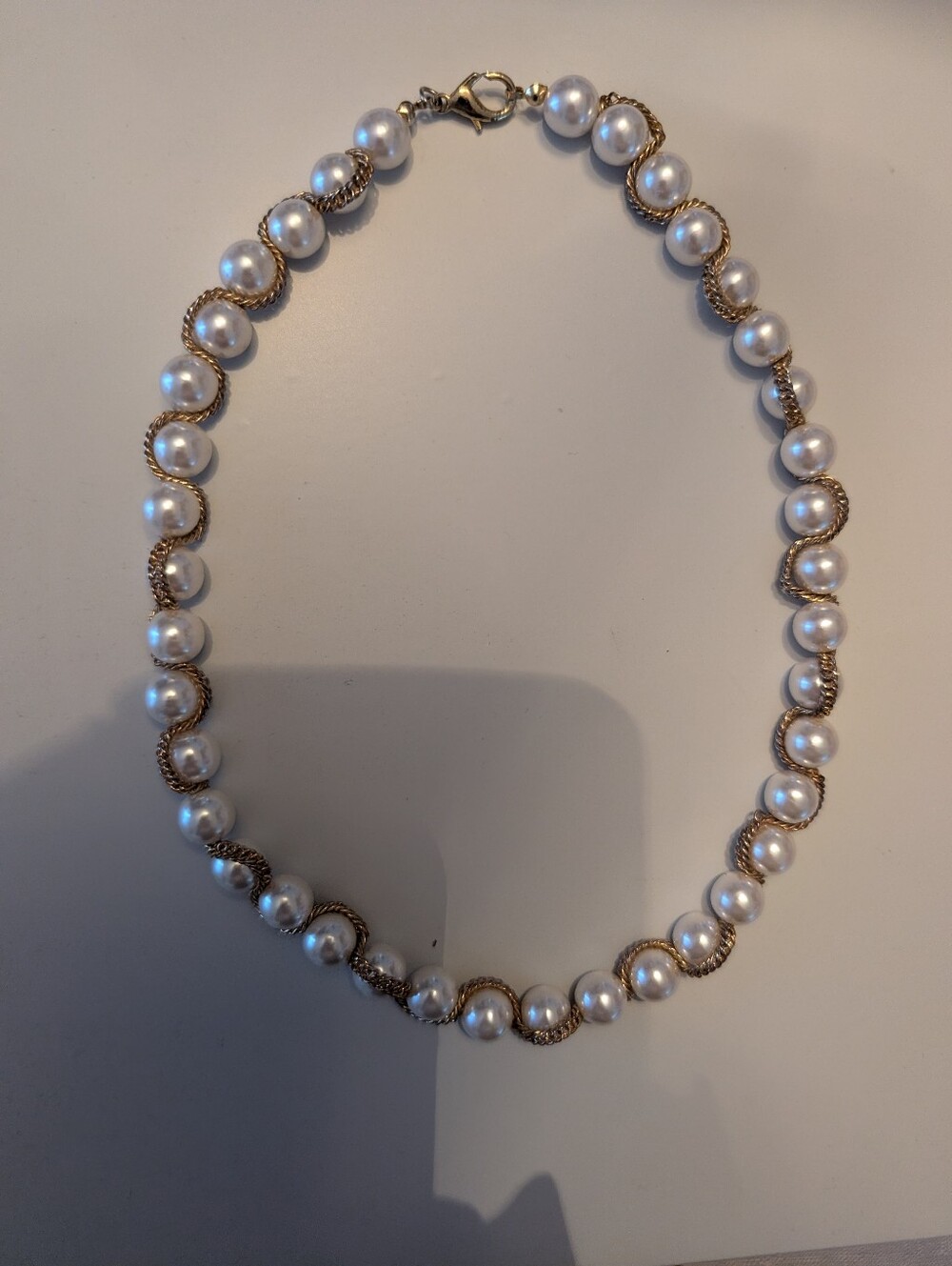 Pearl and Gold-Tone Rope Necklace - White Pearls - Picture 4 of 7